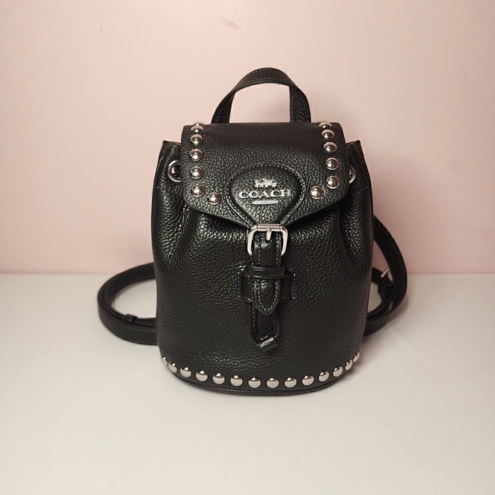 NEW Coach Amelia backpack with rivets Convertible wear BLACK